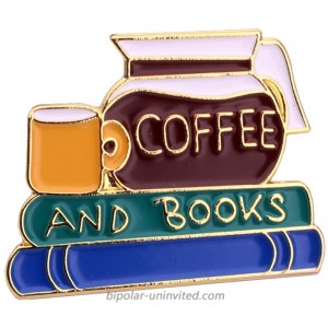 Coffee and Books Enamel Pin Brooch Cute Label Pins for Book Lovers Readers Accessories Coffee and Books Brooch