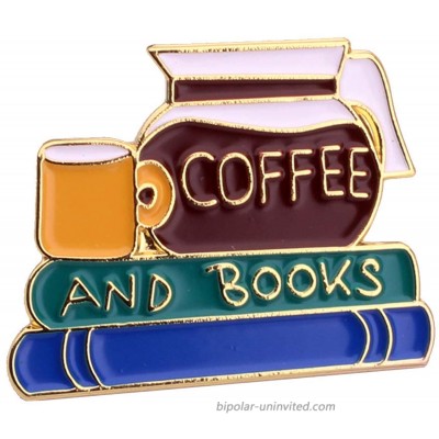 Coffee and Books Enamel Pin Brooch Cute Label Pins for Book Lovers Readers Accessories Coffee and Books Brooch