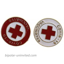 Covid Vaccinated Pins 2-Pack Mini I Got My Covid-19 Vaccine Buttons - 1-1 4 Inch Lapel Pin White Red Cross Design