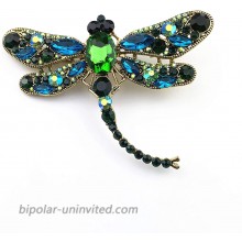 Crystal Rhinestone Dragonfly Brooch Pin Jewelry Birthday Gifts-Green