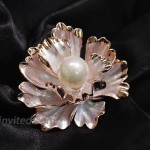 Dreamlandsales Designer Antique Mother of Pearl Domed Pink Shell Flower Brooch Pin Women Suit Jewelry