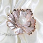 Dreamlandsales Designer Antique Mother of Pearl Domed Pink Shell Flower Brooch Pin Women Suit Jewelry