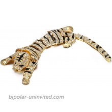 EVER FAITH Austrian Crystal Enamel 10 Inch Wildlife Predator Tiger Animal Brooch Clear Gold-Tone Brooches And Pins