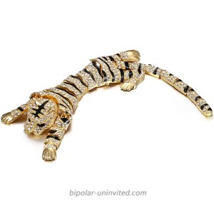 EVER FAITH Austrian Crystal Enamel 10 Inch Wildlife Predator Tiger Animal Brooch Clear Gold-Tone Brooches And Pins