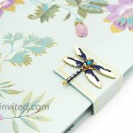 Floral Charm Mint Jacobean Dragonfly Brooch Flap Journal. Brooch Not Removable 44529