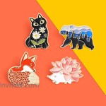 Gillna Cartoon Animal Enamel Pins Set Cute Plant Enamel Lapel Pin Badges for Clothes Bags Funny Hedgehog Fox Bear Cat Badges Brooches Jewelry Accessories