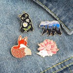 Gillna Cartoon Animal Enamel Pins Set Cute Plant Enamel Lapel Pin Badges for Clothes Bags Funny Hedgehog Fox Bear Cat Badges Brooches Jewelry Accessories