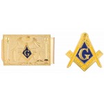 GuDeKe Mason Masonic Money Clip and Lapel Pin Set Gold