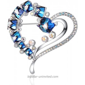Heart Brooch For Mom PLATO H Blue Heart Shape Brooch Love Heart Brooch With Crystals Women Fashion Jewelry GIfts Mother's Day Gifts