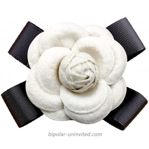 HEKEUOR Elegant Fabric Flower Brooch Vintage Bow Floral Pin for Women