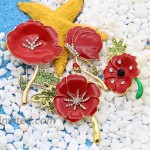 JJIA 4 PCS Remember Memorial Day Gifts Flower Red Black Poppy Brooch Pin Lest We Forget