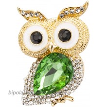 Knighthood Gold and White Stone Detailing Lucky Owl with Green Semi Precious Stone Brooch
