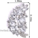 LAXPICOL Vintage Clear Austrian Crystal Flower Leaf Bouquet Clusters Large Big Brooch Pin For Women Wedding Jewelry
