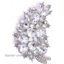 LAXPICOL Vintage Clear Austrian Crystal Flower Leaf Bouquet Clusters Large Big Brooch Pin For Women Wedding Jewelry