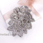 LAXPICOL Women's Vintage Clear Austrian Crystal Elegant Flower Teardrop Brooch Wedding Jewelry Silver Tone