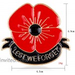 Lest We Forget Poppy Brooch Pin Flower Broach Memorial Day Remembrance Day