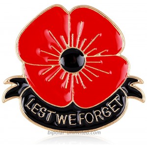 Lest We Forget Poppy Brooch Pin Flower Broach Memorial Day Remembrance Day