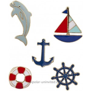 Lux Accessories Goldtone Nautical Shipwreck Sailor Anchor Brooch Pin Set 5pc
