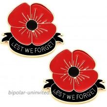 Maxforever Veteran's Day Decorations Lest We Forget Enamel Red Flower Poppy Brooch Pin Breastpin for Veterans Day Remembrance Day Memorial Day 2 Pcs