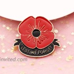 Niceter Lest We Forget Red Poppy Flower Brooch Broach Remembrance Memorial Day Jewelry 1pcs