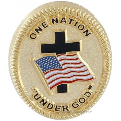One Nation Under God American Flag Lapel Pin Shiny Gold Tone Metal Enamel 10 Pins