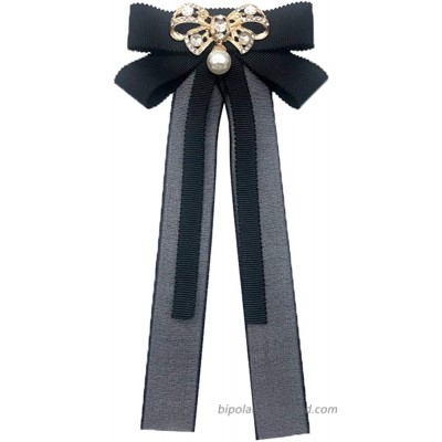 Pearl Fashion Women Bow Brooch Pin Bow Tie Jewelry For Wedding Party Black