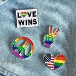 PinMart Gay Pride Rainbow Flag Love Wins LGBT Enamel Lapel Pin Set
