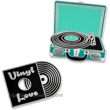 PinMart Retro Vinyl Record & Record Player Music Trendy Enamel Lapel Pin Set