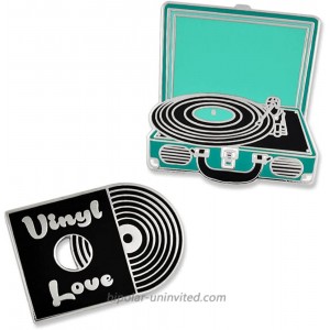 PinMart Retro Vinyl Record & Record Player Music Trendy Enamel Lapel Pin Set