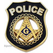 Police Square & Compass Masonic Lapel Pin - [Black & Gold][1'' Tall]