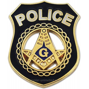 Police Square & Compass Masonic Lapel Pin - [Black & Gold][1'' Tall]