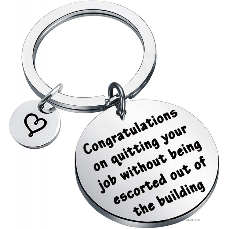 POTIY Funny Coworker Leaving Gift Funny Going Away Gift for Her Congratulations on Quitting Your Job Without Being Escorted Out of the Building Keychain Farewell Gift Keychain