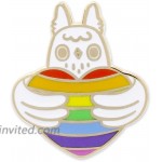 Pride Owl Rainbow Hugging Heart Enamel Pins– 2 Pin Set