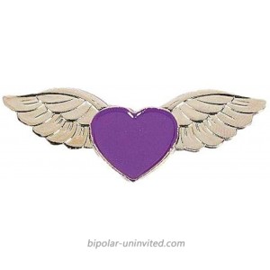 Purple Awareness Ribbon Angel Wings Pin - 1 3 4 Inches - 100% Lead and Nickel Free - Support Pancreatic Thyroid Testicular Cancer Alzheimer's Crohn's Disease Colitis Cystic Fibrosis Lupus Fibromyalgia Domestic Violence