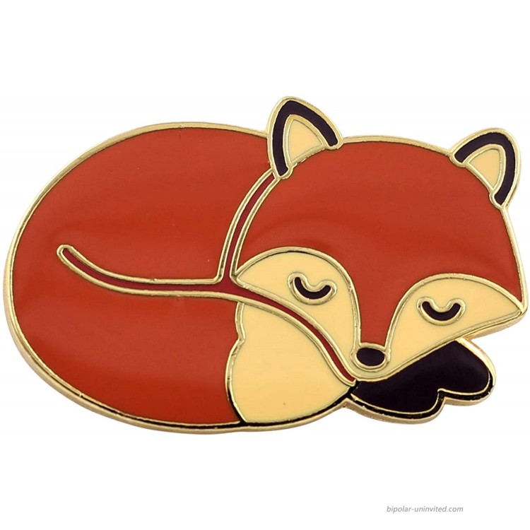 REAL SIC Sleeping Fox Pin - Cute Kawaii Gold Fox Jewlery Jacket Pin for Everyday Wear on Backpacks Hats & Bags