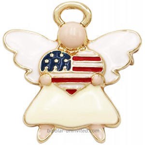 Rosemarie & Jubalee Women's Patriotic USA Flag Heart Enamel Angel Brooch Pin 1.25