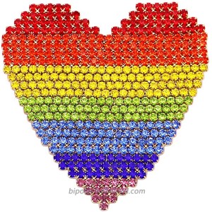 Rosemarie & Jubalee Women's Stunning Rainbow Crystal Rhinestone Heart Brooch Pin 2.5