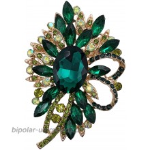 SELOVO Huge Big Large Flower Bow Brooch Decoration Green Scarf Pin Gold Tone