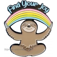Stickeroonie Cute Sloth Premium Handmade Enamel Lapel Pin Brooch Badge- Find Joy Rainbow Meditating Sloth- 1.2 inch