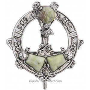 Tara Women’s Celtic Brooch Connemara Marble Rhodium Plated Made in Ireland