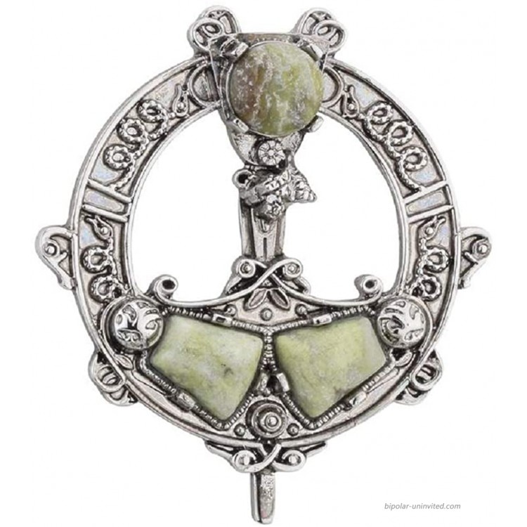 Tara Women’s Celtic Brooch Connemara Marble Rhodium Plated Made in Ireland