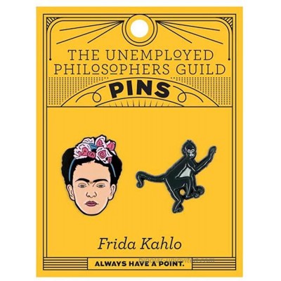 The Unemployed Philosophers Guild Frida and Monkey Enamel Pin Set - 2 Unique Colored Metal Lapel Pins