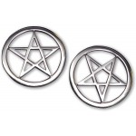 Two Pentacle Pentagram Jacket or Hat Pins Polished Silver Finish Pewter