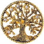 U7 Brooch Women Men 18K Gold Plated Tree of Life Design Round Lapel Stick Pin for Hat Bag Suit