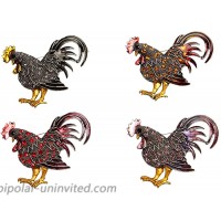 vanki 4 PCS Retro Cock Rooster Brooch Pins Rhinestone Crystal Accessory for Women