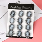 WeimanJewelry Lot 12pcs Crystal Rhinestone Flower Vintage Victorian Cameo Brooch Pin Set for Women Antique Silver