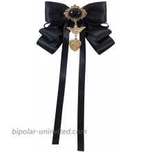 Women Bow Tie with Brooch Vintage Crystal Pre Tied Ribbon Bow Brooch Neck Tie for Wedding Party Accessories