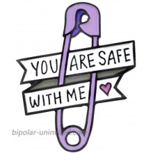 YINLIN Enamel Purple YOU ARE SAFE WITH ME Safety Pin Brooch Lapel Pin Jewelrypurple