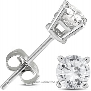 1 2 Carat TW AGS Certified Round Diamond Solitaire Stud Earrings in 14K White Gold