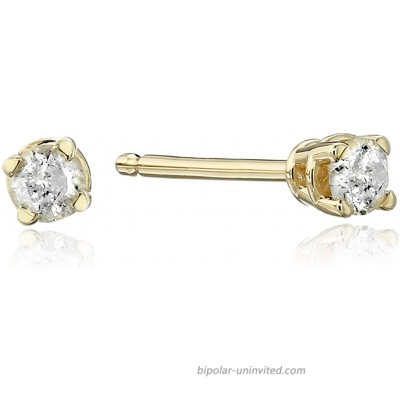 10k Yellow Gold Round Cut Diamond Stud Earrings 1 10 cttw J-K Color I3 Clarity